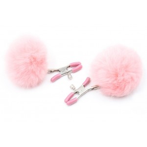 Зажимы на соски с розовыми помпонами Notabu (иной угол)