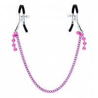 Фиолетовые длинные зажимы для сосков с бусинками