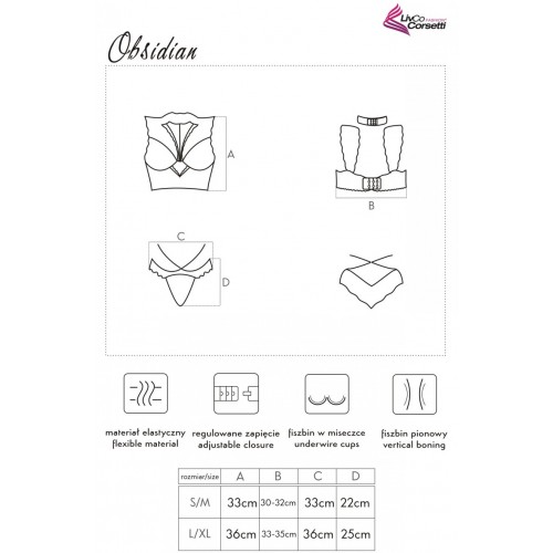 Сексуальный кружевной комплект со стрепами Obsidian L/XL