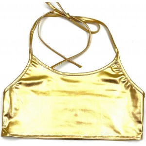 Золотистый комплект белья из юбочки и топа S (иной угол)