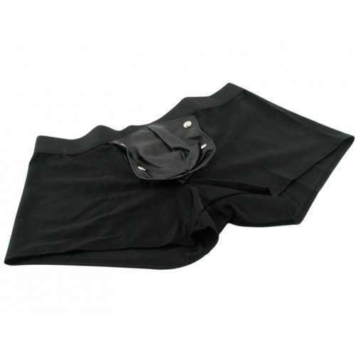 Черные мужские трусы-боксеры со съемным клапаном Fetish Beefy Brief XXL/XXXL