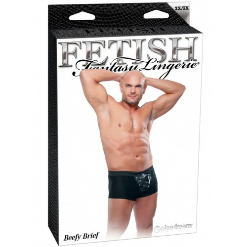 Черные мужские трусы-боксеры со съемным клапаном Fetish Beefy Brief XXL/XXXL