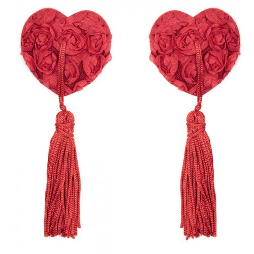 Пэстисы красные для груди с розочками