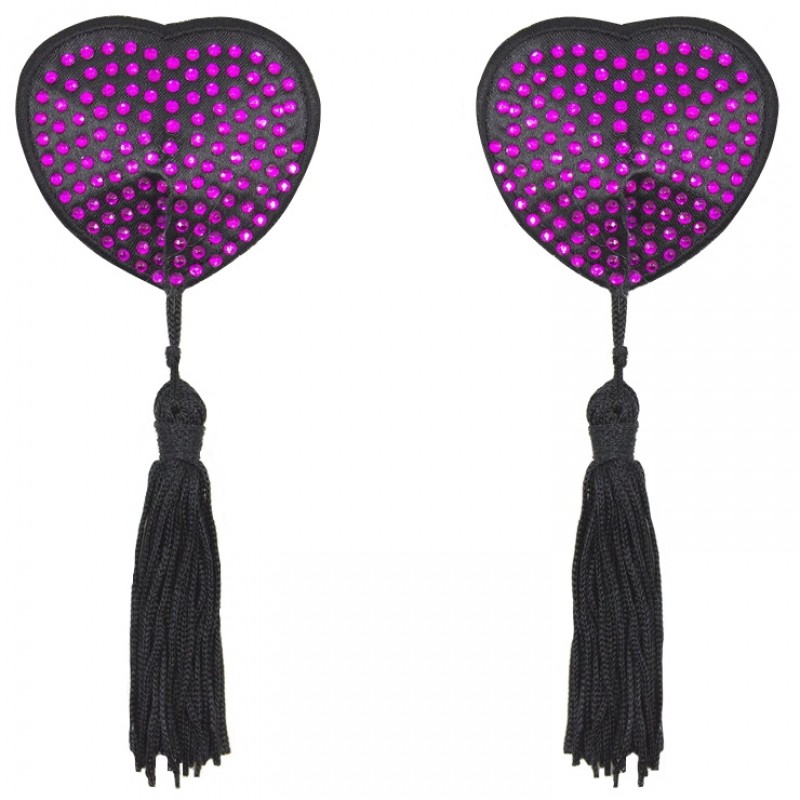 Черные пэстисы с ярко розовыми стразами и кисточками