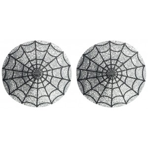 Серебристые пэстисы-паутинка для груди Reusable Glitter Heart Tassel Nipple Pasties (иной угол)