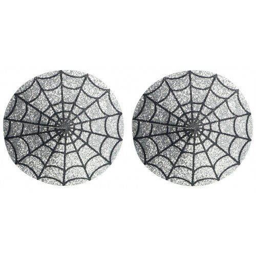 Серебристые пэстисы-паутинка для груди Reusable Glitter Heart Tassel Nipple Pasties