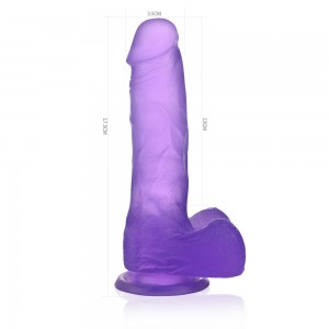Фиолетовый фаллос Jelly Studs Crystal Dildo Medium 18 см (иной угол)