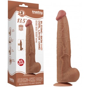 Реалистичный фаллоимитатор-мулат на присоске Lovetoy Sliding-Skin Dual Layer Dong 34 см