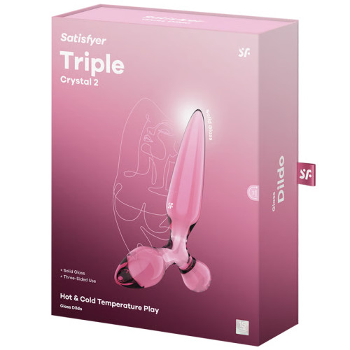 Стеклянный стимулятор 3 в 1 Satisfyer Triple Crystal 2 розовый 22 см