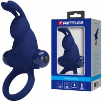 Эрекционное виброкольцо Pretty Love Vibrant Penis Ring I с клиторальным стимулятором синее