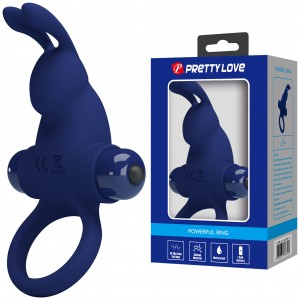 Эрекционное виброкольцо Pretty Love Vibrant Penis Ring I с клиторальным стимулятором синее