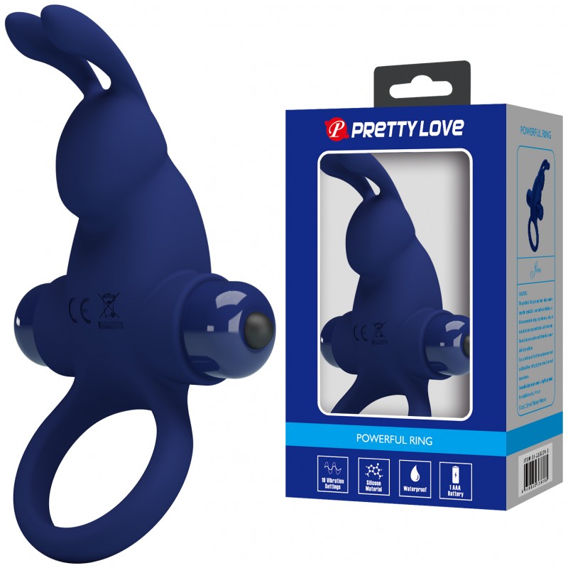 Эрекционное виброкольцо Pretty Love Vibrant Penis Ring I с клиторальным стимулятором синее