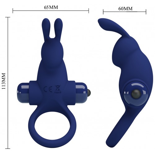 Эрекционное виброкольцо Pretty Love Vibrant Penis Ring I с клиторальным стимулятором синее