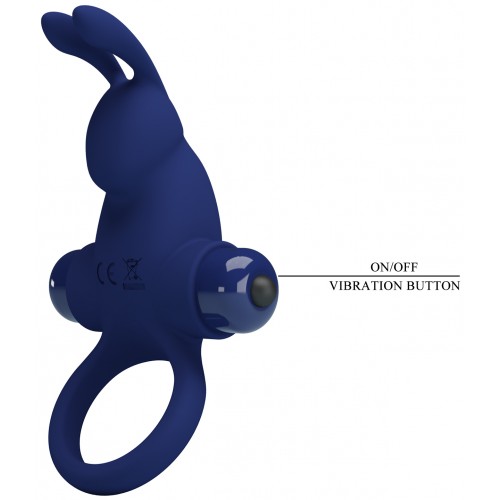Эрекционное виброкольцо Pretty Love Vibrant Penis Ring I с клиторальным стимулятором синее