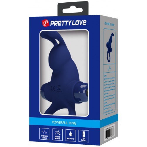 Эрекционное виброкольцо Pretty Love Vibrant Penis Ring I с клиторальным стимулятором синее