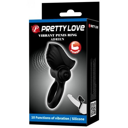 Эрекционное виброкольцо Pretty Love Vibrant Penis Ring Adrien черное