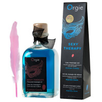Комплект для сладких игр Orgie Lips Massage со вкусом сахарной ваты (массажное масло для поцелуев, перо и руководство), 100 мл