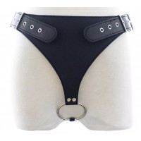 Трусы черные с кольцом на ремнях