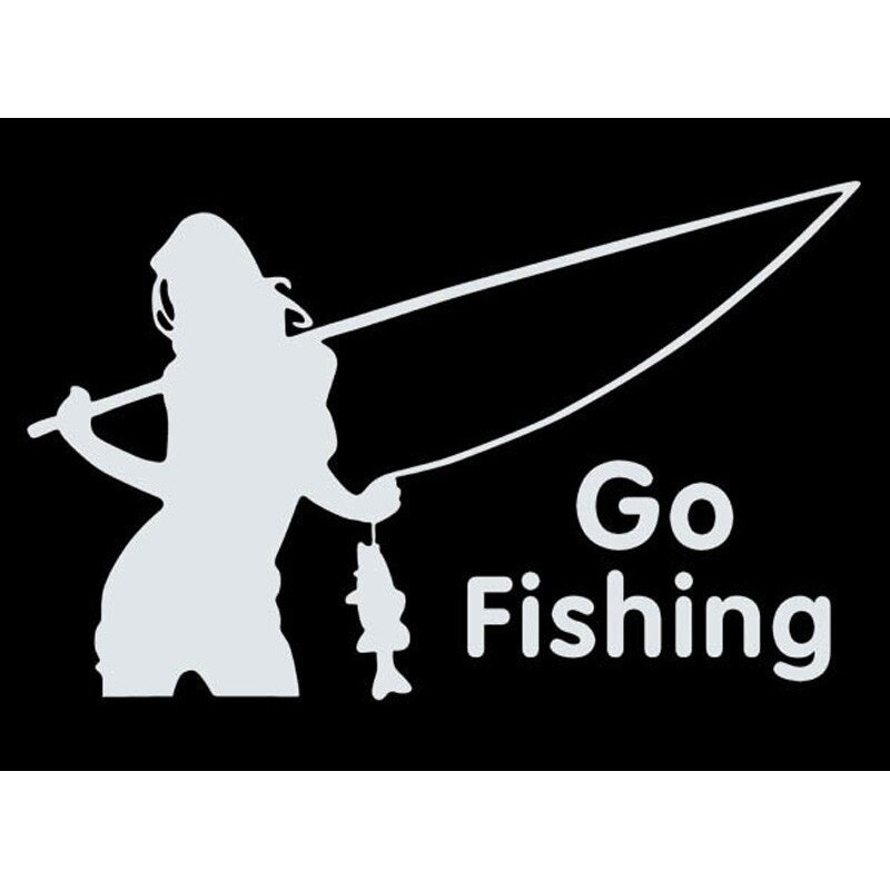 Виниловая наклейка на авто белая Go Fishing