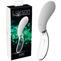 Двусторонний стеклянный вибратор Liaison Curve Led 21 см ИМЕЕТ ДЕФЕКТ