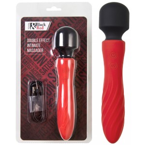 Двусторонний вибромассажер Black&Red by Toyfa, силикон, красный, 21 см