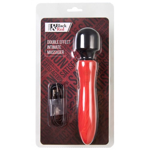 Двусторонний вибромассажер Black&Red by Toyfa, силикон, красный, 21 см