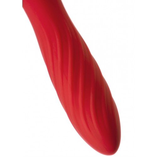 Двусторонний вибромассажер Black&Red by Toyfa, силикон, красный, 21 см