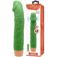 Светящийся в темноте зеленый вибратор с загнутой головкой Bill 23 см