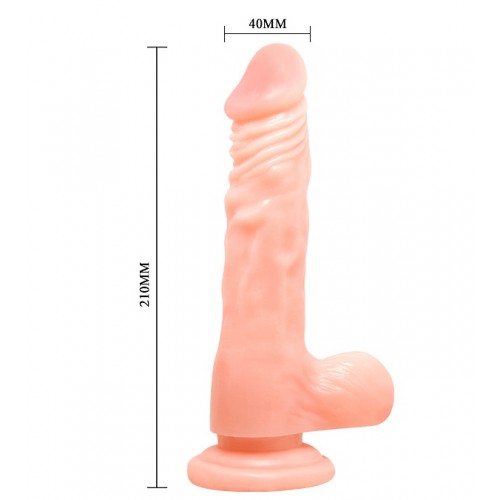 Реалистичный рельефный вибратор с мошонкой на присоске 22 см