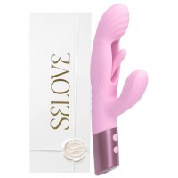 Розовый вибратор-пульсатор с клиторальным стимулятором и движущимся язычком для зоны G Selove Fluttery