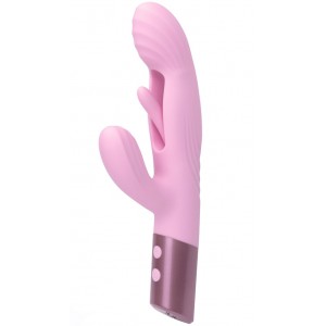 Розовый вибратор-пульсатор с клиторальным стимулятором и движущимся язычком для зоны G Selove Fluttery (иной угол)