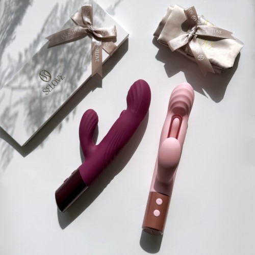 Розовый вибратор-пульсатор с клиторальным стимулятором и движущимся язычком для зоны G Selove Fluttery