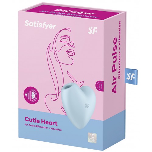 Вакуумно-волновой стимулятор с вибрацией Satisfyer Cutie Heart голубой