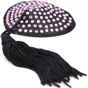 Черные пэстисы с розовыми стразами и кисточками (иной угол)