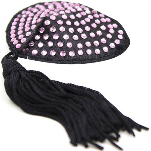 Черные пэстисы с розовыми стразами и кисточками