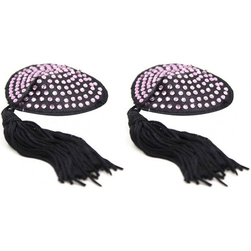 Черные пэстисы с розовыми стразами и кисточками