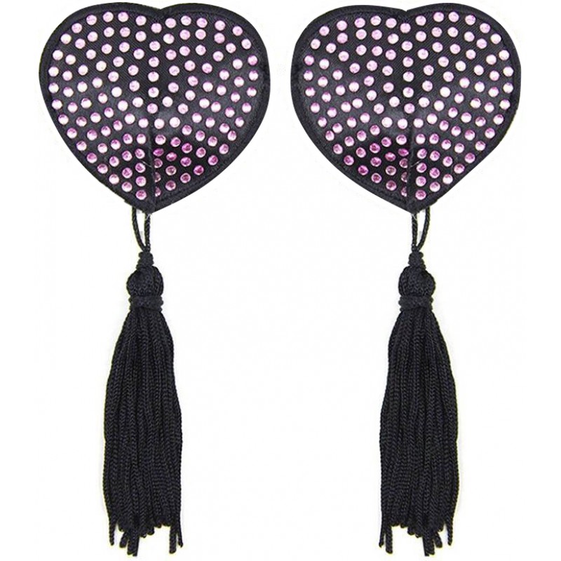 Черные пэстисы с розовыми стразами и кисточками