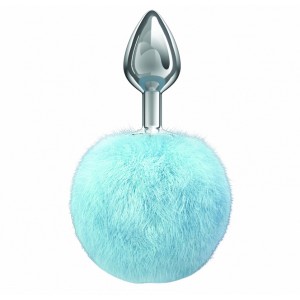 Анальная пробка с нежно-голубым хвостиком Diamond Twinkle (иной угол)