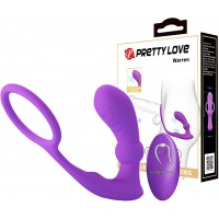 Пульсирующий вибромассажер простаты с эрекционным кольцом и с пультом ДУ Pretty Love Warren