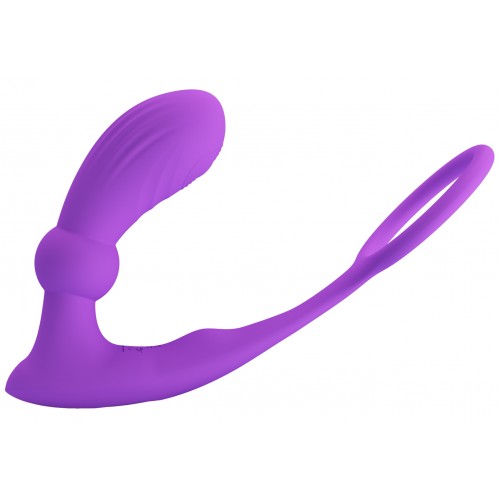 Пульсирующий вибромассажер простаты с эрекционным кольцом и с пультом ДУ Pretty Love Warren