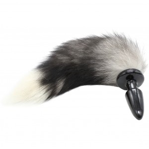 Анальная пробка с хвостом чернобурки 40 см (иной угол)