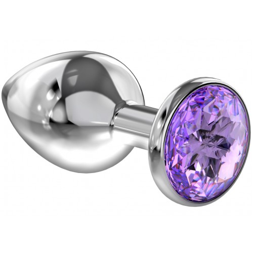 Большая анальная пробка Diamond Purple Sparkle XL серебро