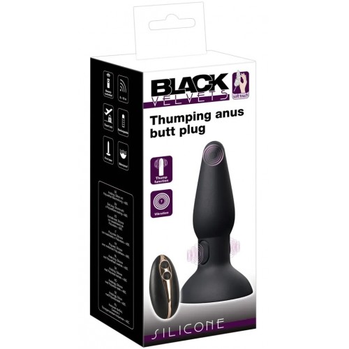 Анальная втулка с вибрацией в основании и дистанционным пультом управления Black Velvets