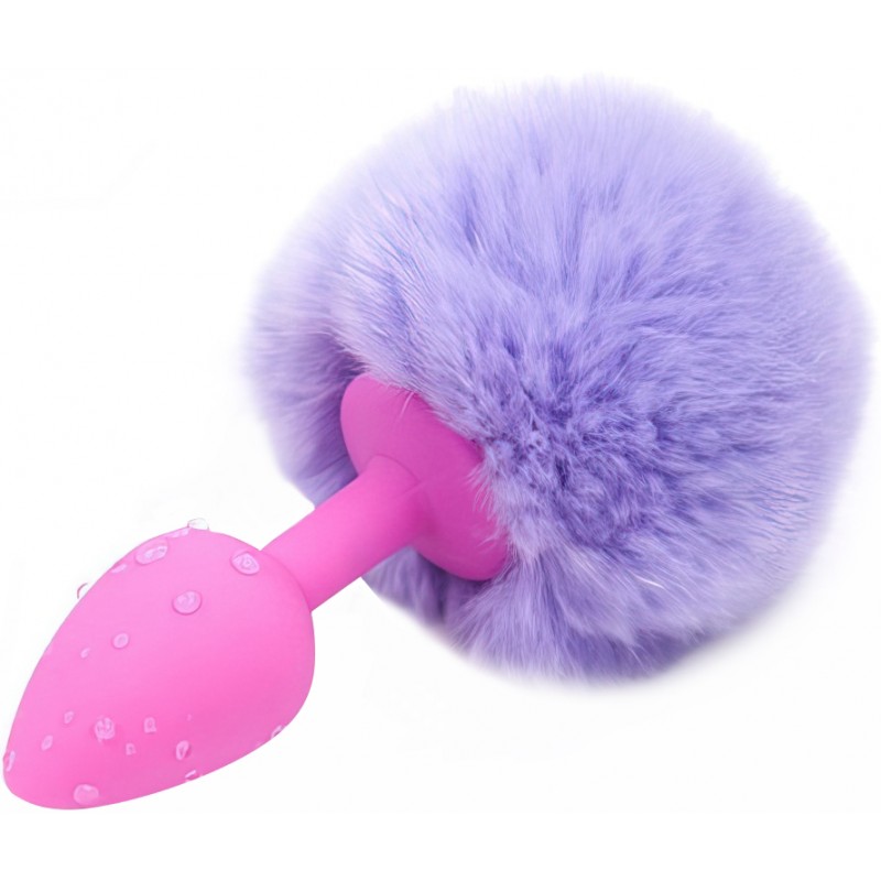 Силиконовая анальная пробка с сиреневым хвостиком