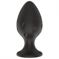 Черная силиконовая анальная рельефная пробка S