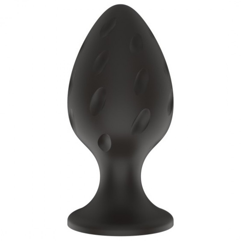 Черная силиконовая анальная рельефная пробка S