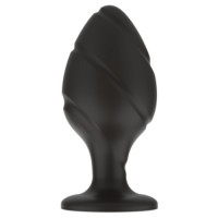 Черная силиконовая рельефная анальная пробка М