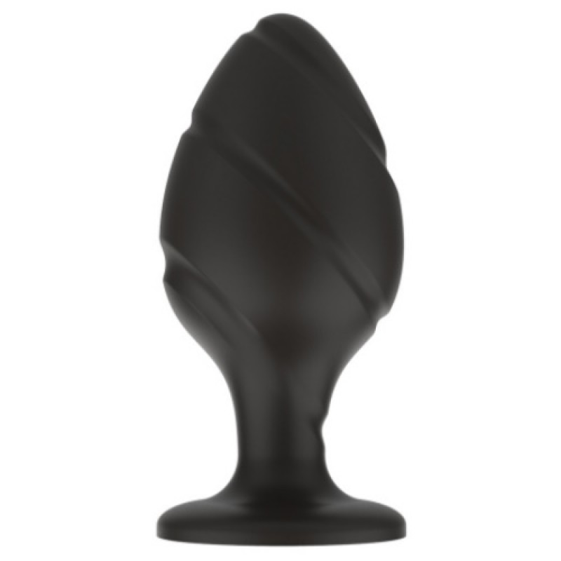 Черная силиконовая рельефная анальная пробка М