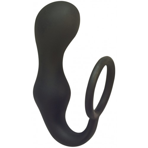 Анальная пробка с кольцом на пенис Double Pleasure Anal Plug Black
