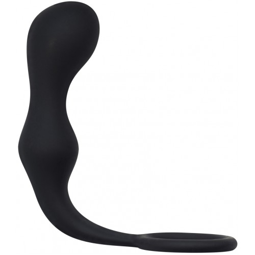 Анальная пробка с кольцом на пенис Double Pleasure Anal Plug Black